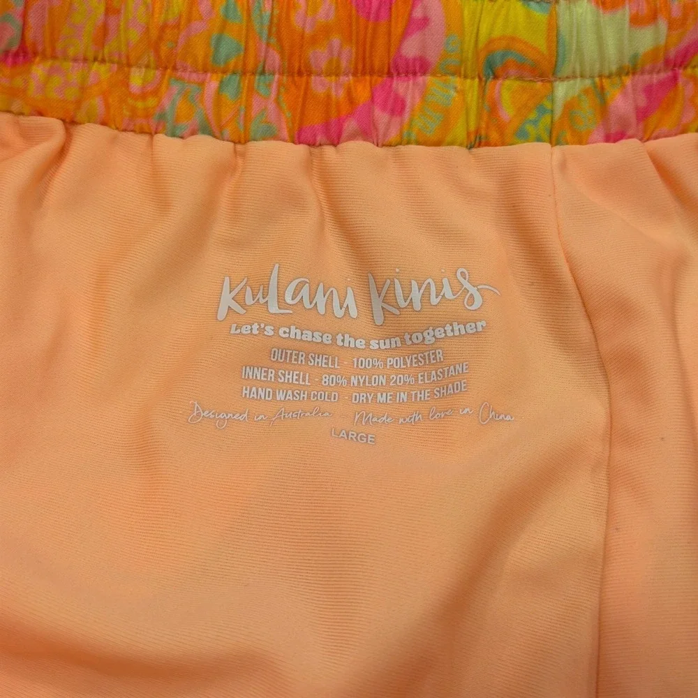 Kulani Kinies Mens Summer of Love Paisley Swim Trunks Orange Pink Yellow Large